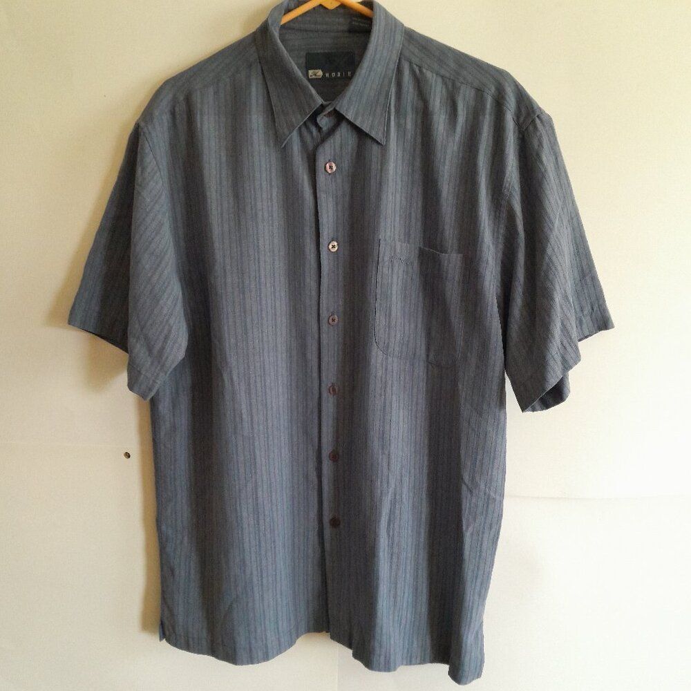 Hobie Men's Grey Button Up Shirt Short Sleeve Size Medium